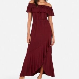 Express Burgundy Off-Shoulder Dress